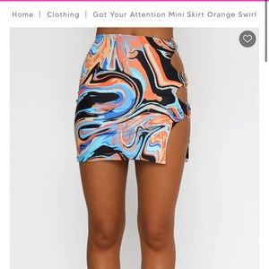 White Fox Boutique Got Your Attention Mini Skirt - Orange, Blue, Black Swirl